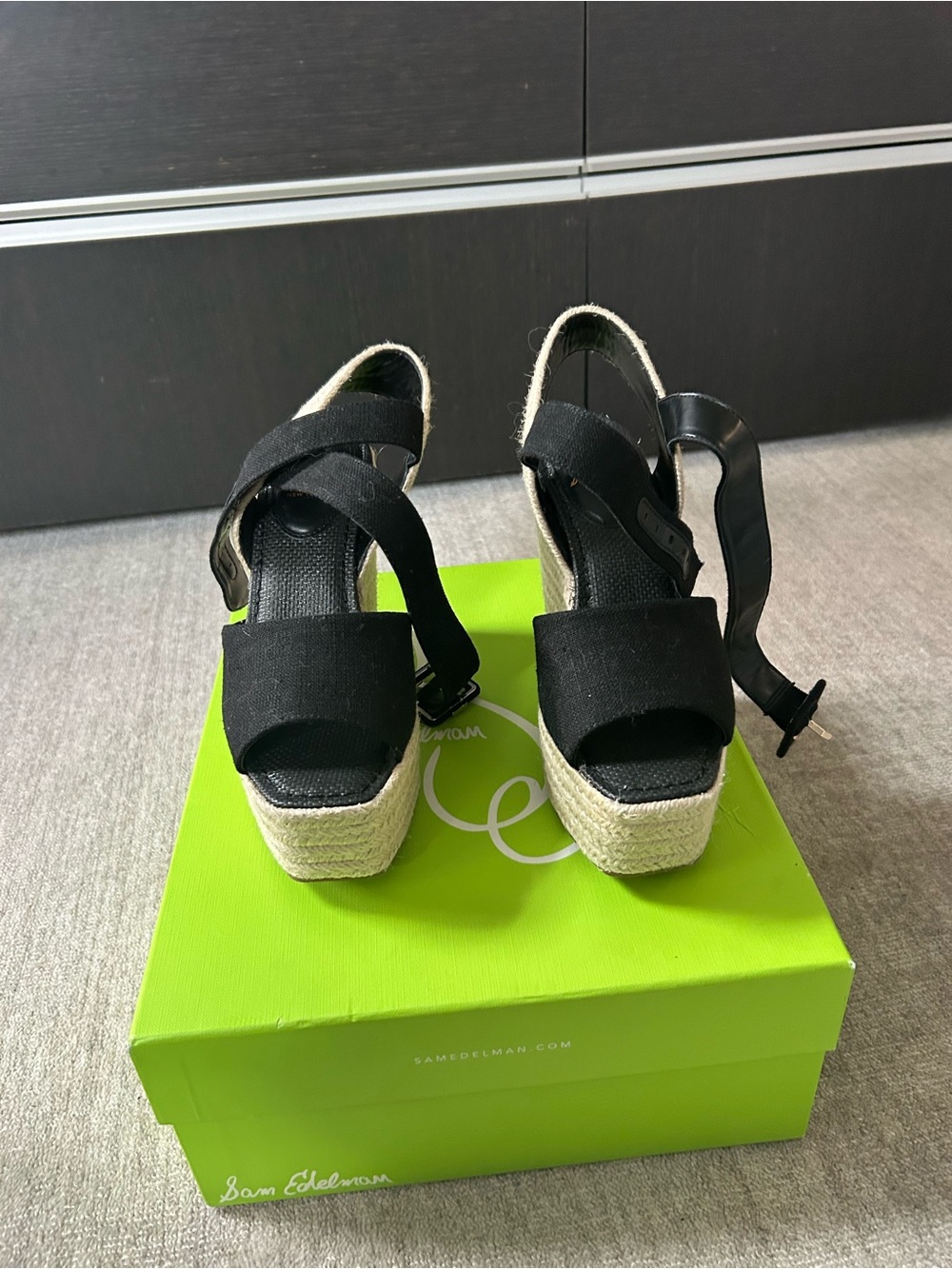 Sam Edelman Black Espadrille Platform Wedge Sandals